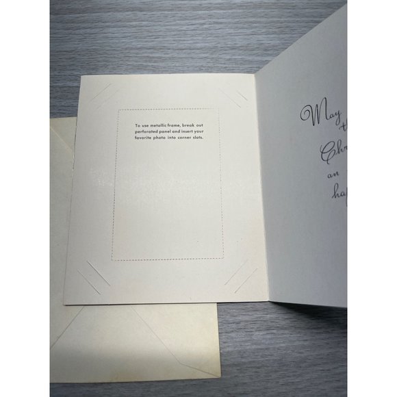 Christmas Greeting Card Cocker Spaniel Dogs Metallic Gold Frame Unused Vintage - Picture 2 of 7